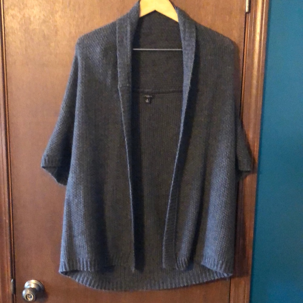 Medium Ann Taylor Shawl Cardigan Grey 47% Acrylic, 34% Alpaca, 19% Wool